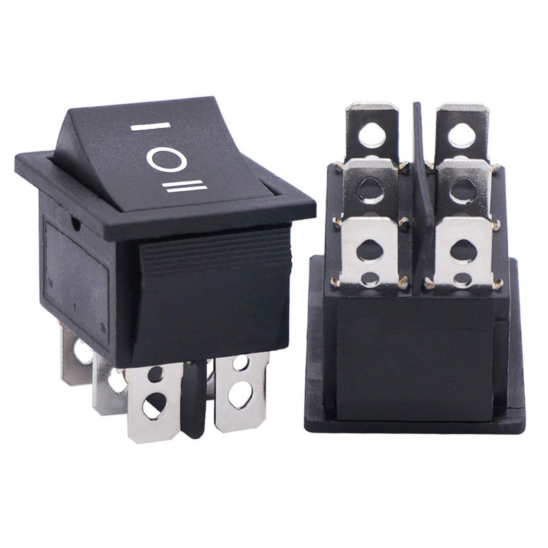 Twidec/2Pcs Rocker Switch 6 Pins 3 Position ON/Off/ON AC 10A/125V 6A/250V DPDT Car Boat Black KCD4 Rocker Switch Toggle KCD2-203 - Image 1